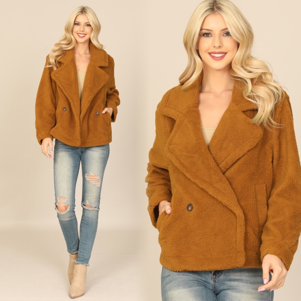 Women's Camel Teddy Coat